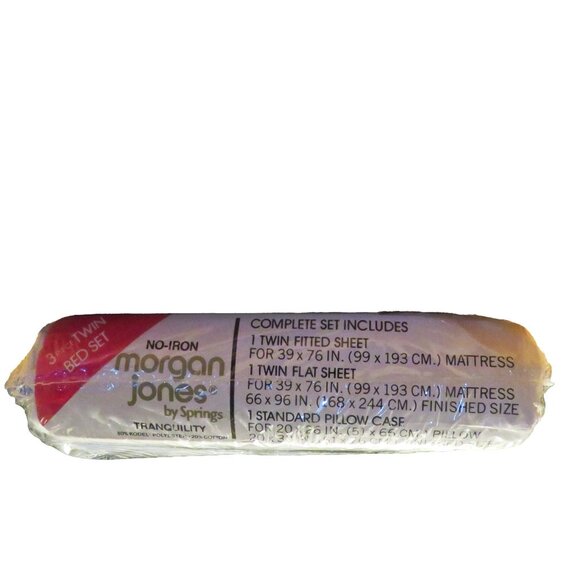 Vintage MORGAN JONES By Springs White Eyelet 3 Piece TWIN Bed Set New Sealed - Picture 4 of 6